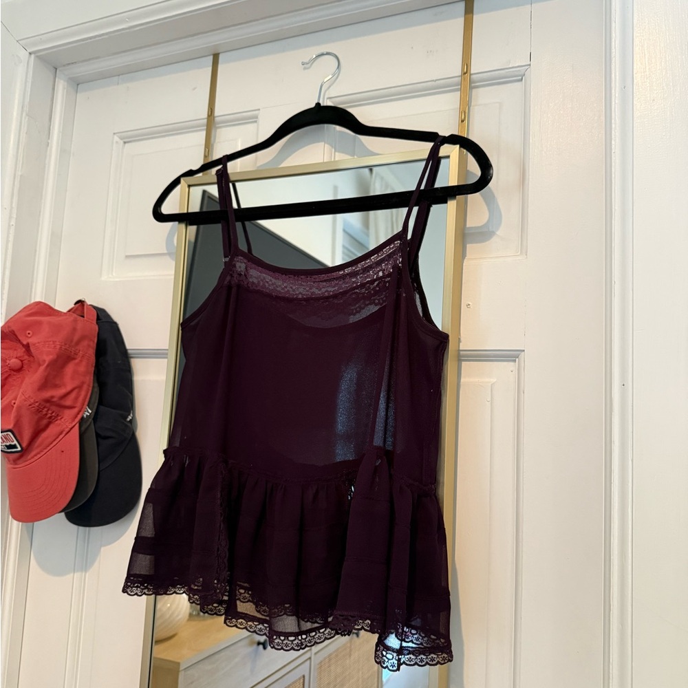 Free People Purple Lace Trim Cami Top